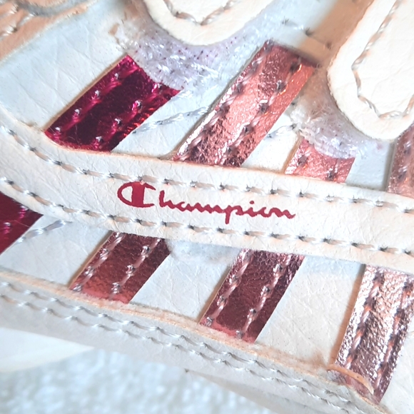 Champion Baby Shoes Size 2W White Metallic Pink Sneakers - Picture 2 of 9